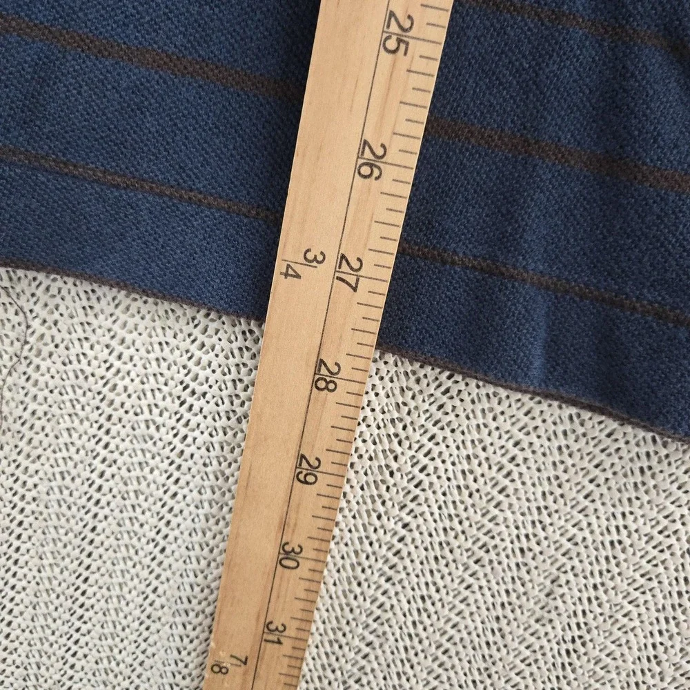 Banana Republic Polo Shirt Mens Large Blue Stripe 100% Cotton Short Sleeve